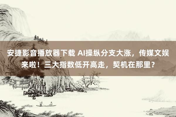 安捷影音播放器下载 AI操纵分支大涨，传媒文娱来啦！三大指数低开高走，契机在那里？